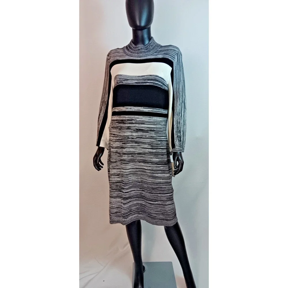 Dana Buchman women's‎ knit stretch fitted Pull on long sleeve strip dress XL